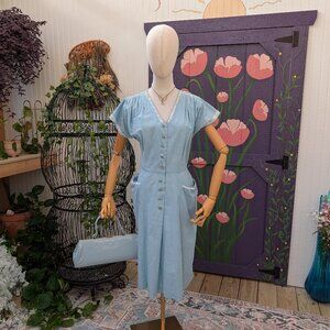 Vintage 1940's Toni Todd Powder Blue Dress with Rhinestones, Volup AS IS